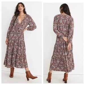 NWT Madewell Challis Wrap Midi Dress In Woodland Floral size Small